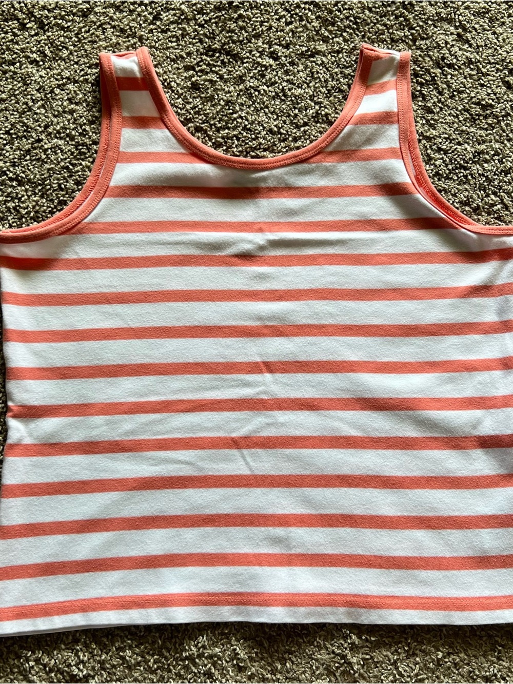 Liz Baker Striped Coral and White Tank Top